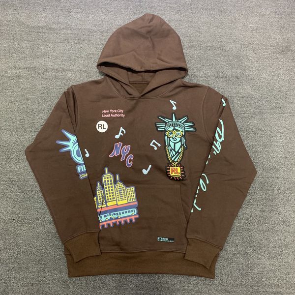 

embroidered 22ss 1cotton hoodies men women streetwear autumn winter clothes, Black
