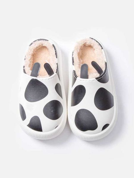 

boys cow print slippers she, Black;grey