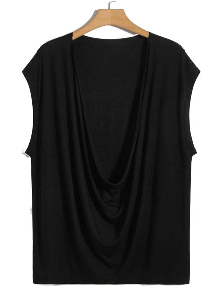 

men solid dropped front tank e42q#, White;black