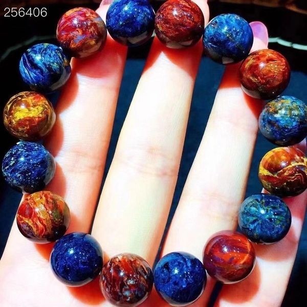 

natural blue red pietersite round beads bracelet 12.2mm cat eye yellow blue pietersite bangle namibia genuine aaaaaa, Silver