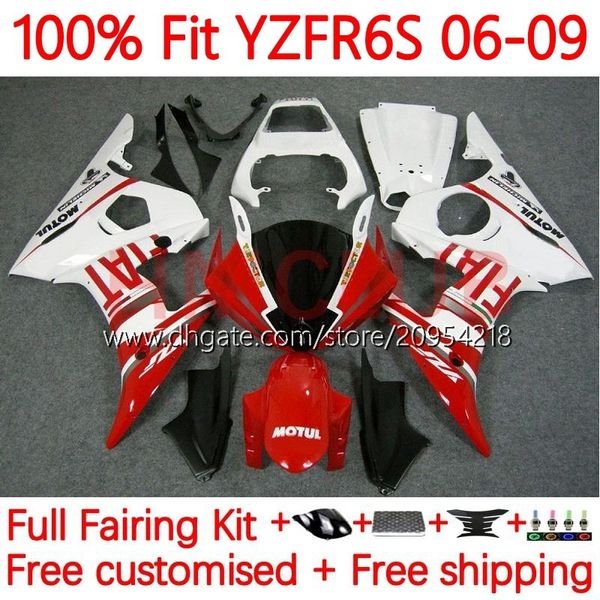 Órgão de injeção para yamaha yzf-r6s yzf600 yzf r6 s 600 cc 06-09 bodywork 10no.34 yzf r6s 600cc yzfr6s 06 07 08 09 YZF-600 2006 2007 2009 2009 2009 Kit de justo branco vermelho