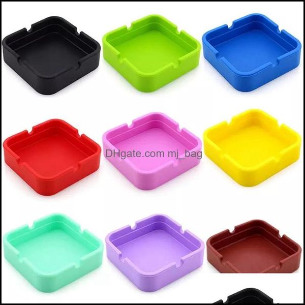 Acessórios para fumantes de cinzas Doméstimos Sundries Home Garden Square Sile Ashtray Cigarette empilhável pequeno pub fumando entrega 2021