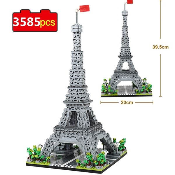 3585pcs Modelo de arquitetura mundial Bloco de construção Paris Eiffel Tower Diamond Micro Construção Bricks Toys DIY para crianças Presente 220715