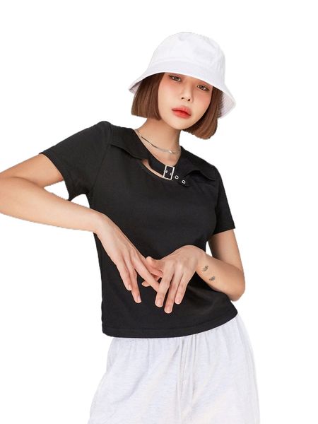 

dazy grommet buckled detail tee v1qk#, White