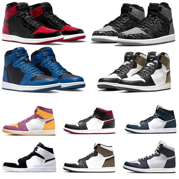 

1 mens basketball shoes jumpman womens high og hand crafted university blue atmosphere obsidian white off sneakers eur36-46, Black