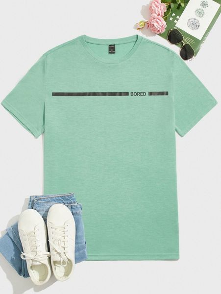 

men contrast panel letter graphic tee 318f#, White;black