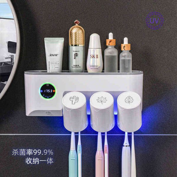 

intelligent toothbrush sterilizer electric sterilization wall hanging mouthwash cup net red non perforated shelf