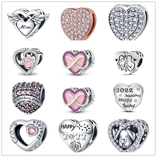 

new s925 sterling silver loose beads for original pandora bracelets love heart charm boys girls necklaces classic accessories diy gifts for, Black