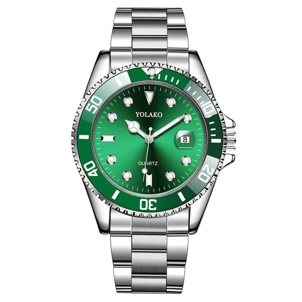 

wristwatches green water ghost watch men's watch calendar steel band high-grade quartz watches, Slivery;brown