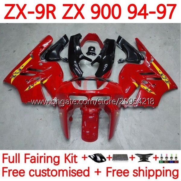 Kawasaki Ninja ZX 9R 9 R 900 CC ZX9 R ZX900C 94-97 Vücut 23No.14 ZX900 900CC ZX-9R ZX9R 94 95 96 97 ZX-900 1995 1996 1997 1997 Oem Kaplama Kiti Glossy Red