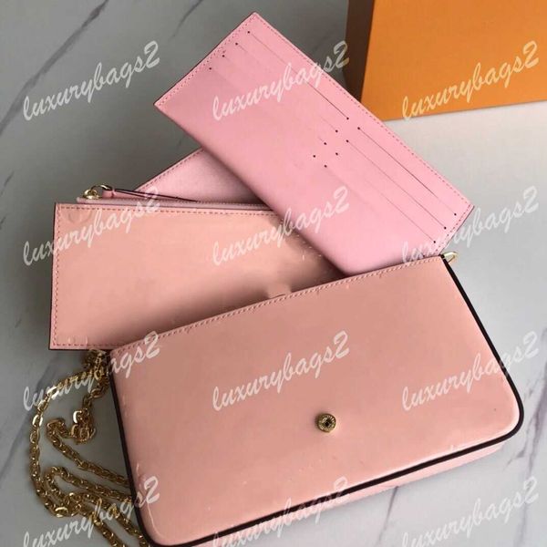 

5a luxurys designers handbag women wallet genuine leather evening bag original box 9 colors 3 set embossed patterns m61276 chain messenger b