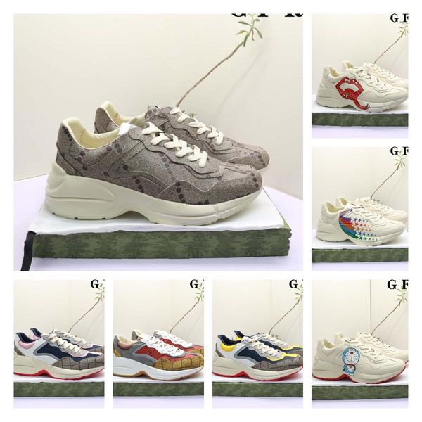 

designer platforms rhyton shoes multicolor sneakers men women trainers vintage chaussures platform sneaker strawberry mouse ywa, Black