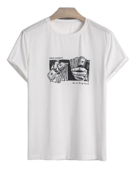 

men letter & dollar print tee t6yf#, White;black