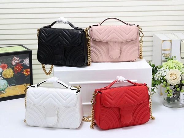 

classic leather bag with handle and chain can be carried by hand