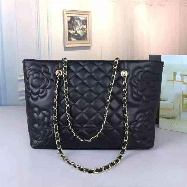 

evergreen women's tote bag solid color flower rhombic chain double shopping bag leisure shoulder bag 220624