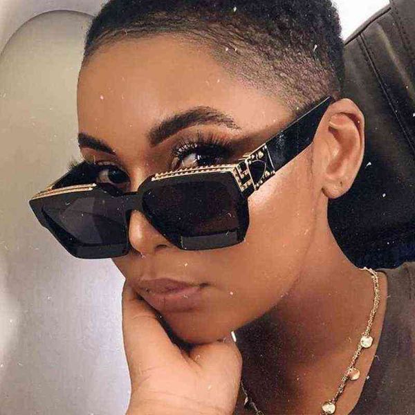 

sunglass women 2022 luxury brand digner retro mirror square sun shades vintage glasses, White;black