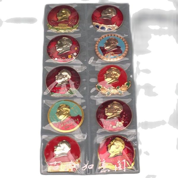 

chairman mao badge souvenir badge 10 mao zedong badge number set, Silver