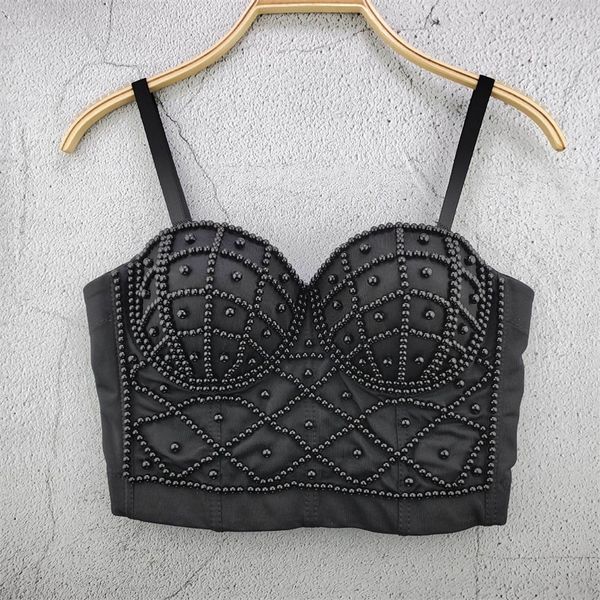 

black bead bra fashion plus size underwear women lingerie club party bra denim zebra bra 220519, White