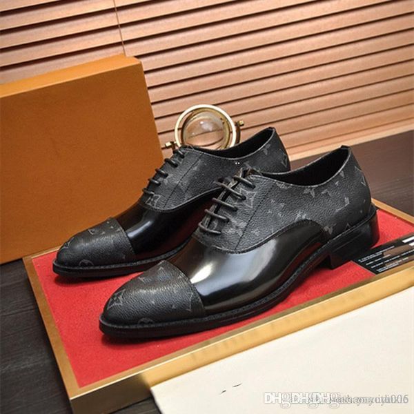 A4 Fashion Mens Dress Shoes Formal Patchwork Leather Shoe Fashion Handmade Wedding Party Men Mocassini 38-45