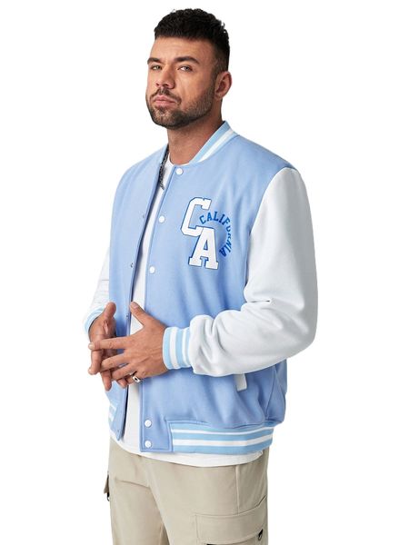 

extended sizes men letter graphic striped trim bomber jacket z5yp#, Black;brown