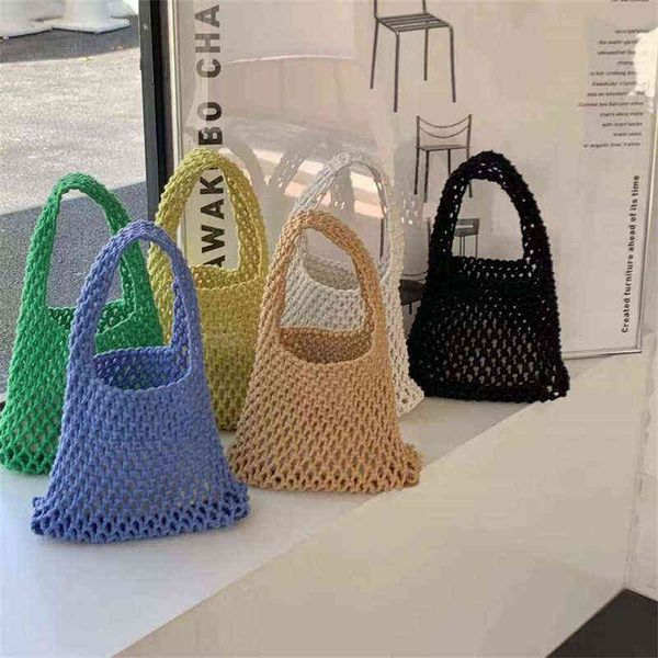

heat leather bucket bag mesh portable bucket bag wrist hollow women's purses