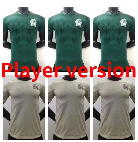 

player version 2021 2122 mexico soccer jersey green national copa america 20 21 22 h.moreno chicharito lozano guardado carlos vela raul foot, Black;yellow
