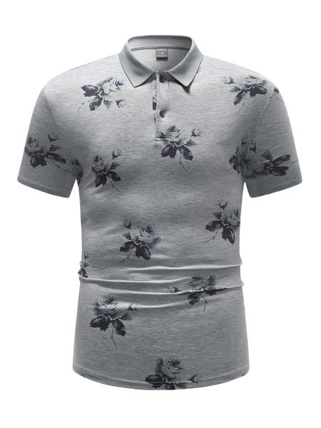 

men floral button front polo shirt d9um#, White;black