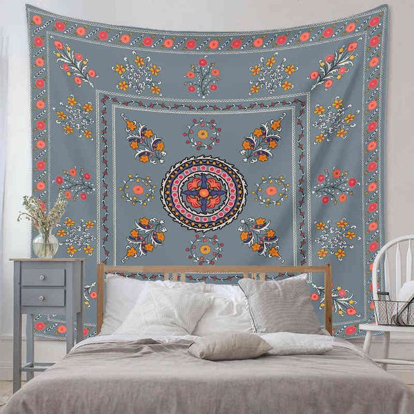 Tapestry Mandala Flower Carpet Wall Hanging Tappeti bohémien psichedelici stampati T