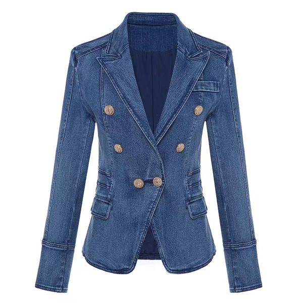 T053 Женские костюмы Blazers Tide Brand Высококачественный ретро-модельер умытый джинсы Slim Women Coat