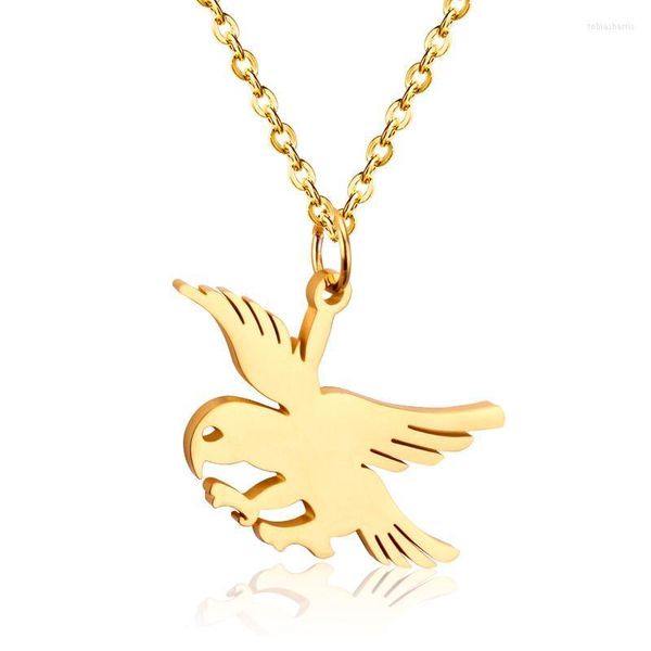 Colares de pingentes colar de aço inoxidável para mulheres Falcon Clavicle Chain Gold/Sliver Color Mirror polido