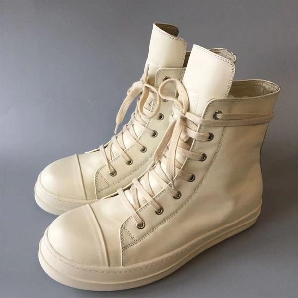 

ankle white cow leather boots new list genuine leather lace up half casual high-end personality men's boots283n, Black