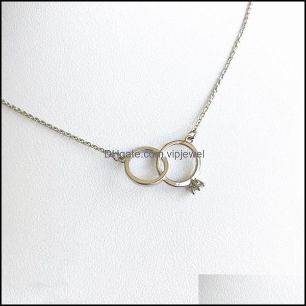 

pendant necklaces pendants jewelry double ring diamond necklace student couple hip hop street european a dhsrv, Silver
