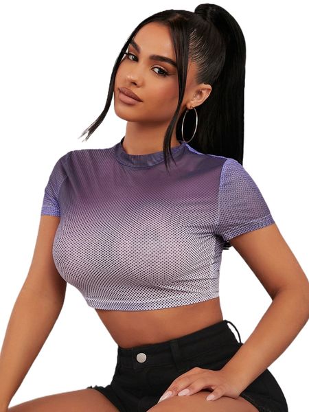 

sxy ombre mock neck crop v9pz#, White