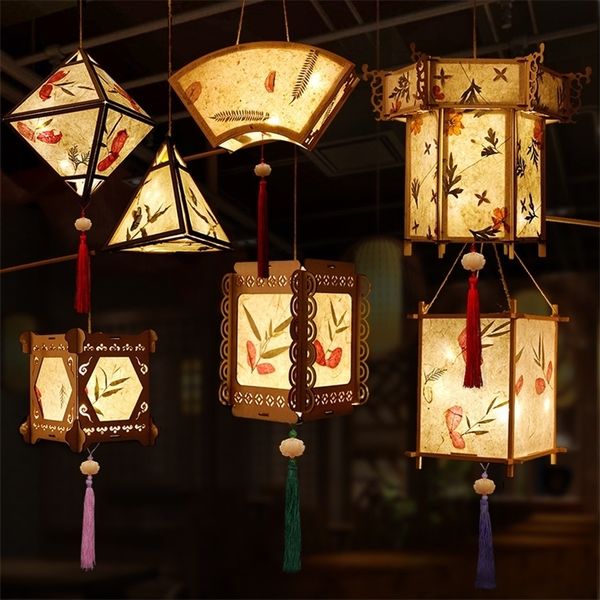 Lanterna cinese fai-da-te stile retrò portatile fiore fiore lampada luce lanterne incandescente per il regalo di MidAutumn Festival 220531