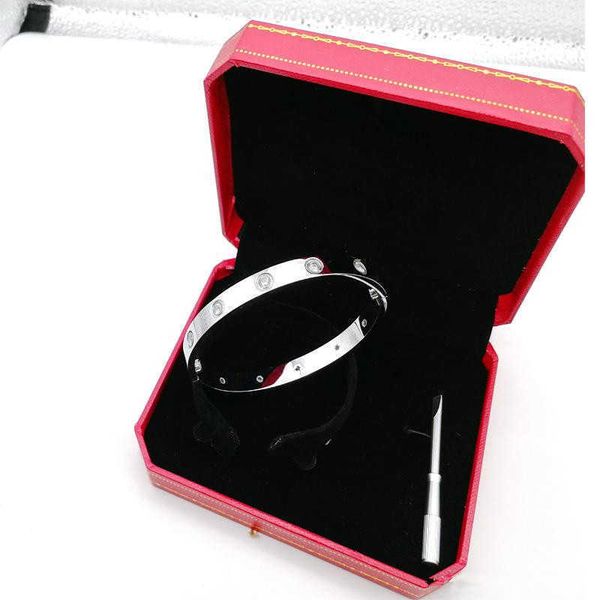 

2021 titanium steel love bracelet silver rose gold bracelet bangles women men screw screwdriver couple jewelry with red bag no box, Black
