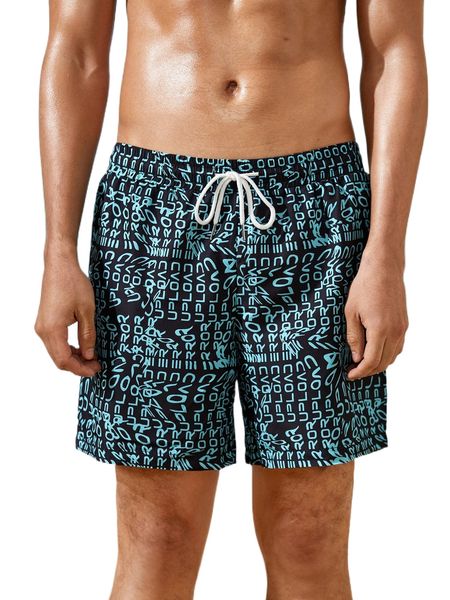 

men allover letter graphic drawstring waist shorts o1g2#, White;black