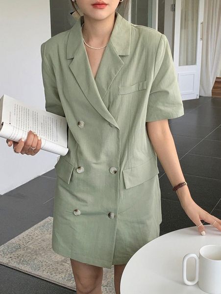 

dazy double breasted flap detail blazer dress 48m5#, White