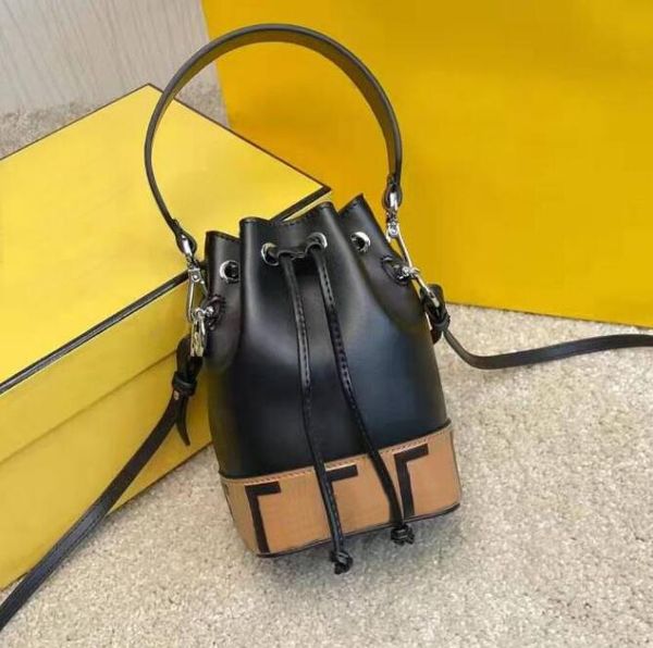

designer bucket luxury fashion one shoulder women's leather tote bag detachable shoulder strap fender handbags with box