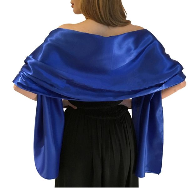 

wraps satin bridal wraps women scarf 170x45 cm evening party shawl, White