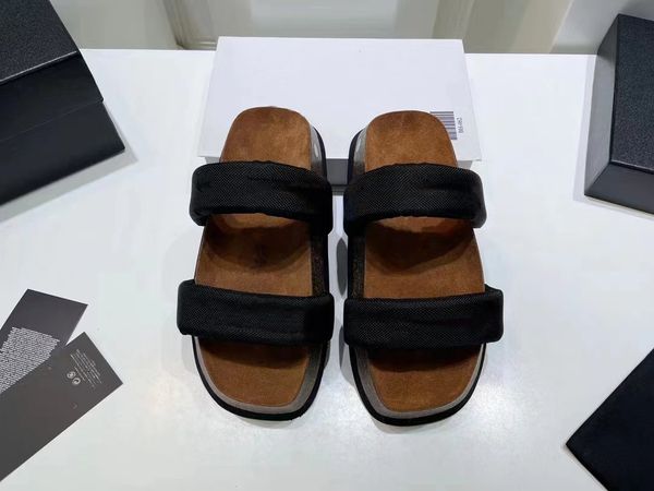 

thick sole beach slippers classic ladies summer flat designer cartoon outdoor letters women sandals leather casual beach large size people s, Black