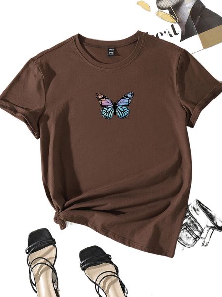 

butterfly print short sleeve tee j0so#, White