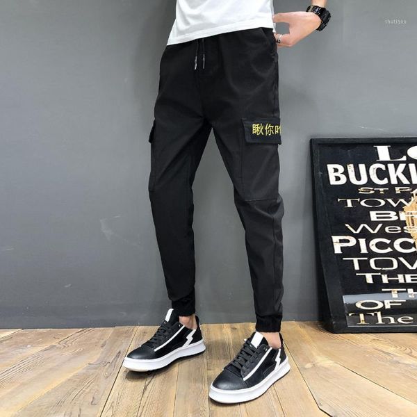 Мужские штаны Корейский Pantalon Homme бренд -уличная одежда бегает летние боковые карманные мужчины Slim Fit Casual Bunders Одежда 2022