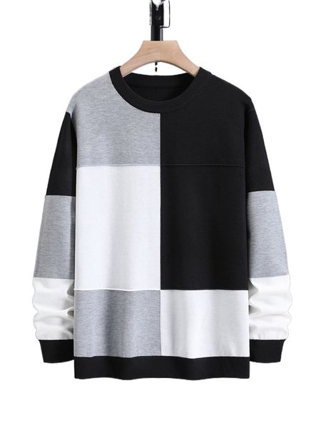 

men cut and sew sweater i36d#, White;black