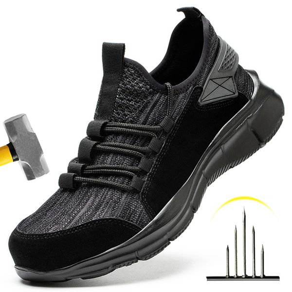 

work safety shoes man boots indestructible work boots safety steel toe shoes men puncture-proof security boots, Black;brown