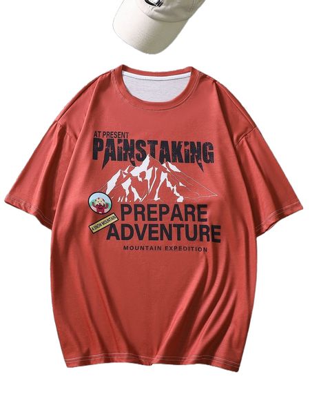 

men mountain & letter graphic tee j4ht#, White;black