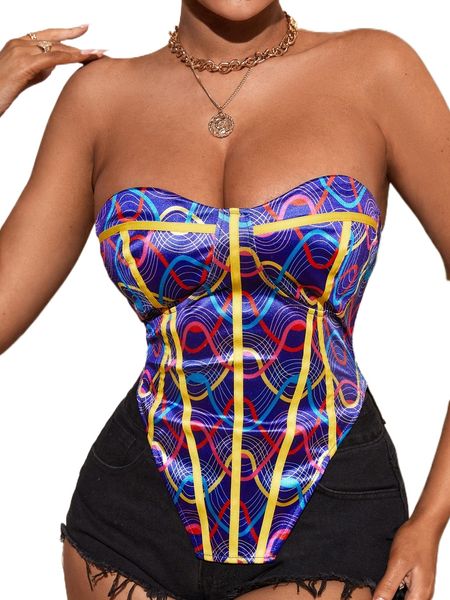 

sxy allover print asymmetrical hem satin tube b9bc#, White