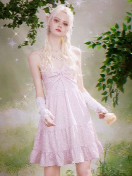 

romwe ditsy floral twist ruffle hem cami dress p2pb#, Black;gray