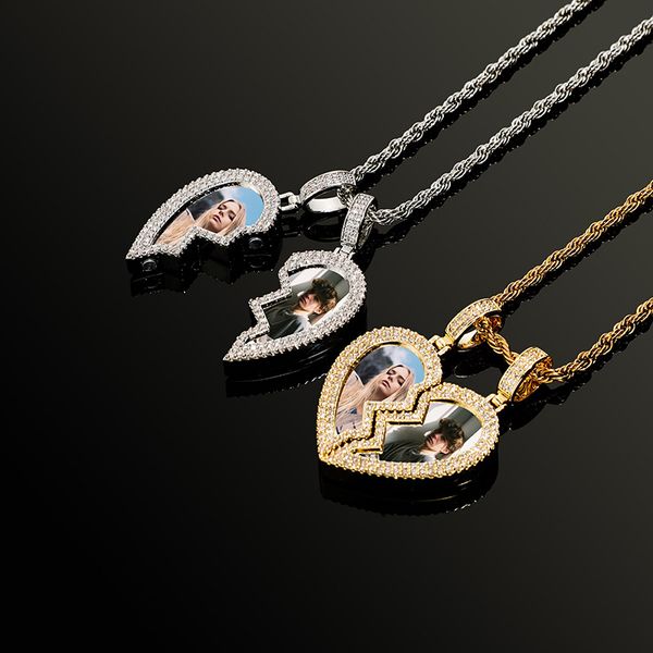 

fashion diy heart break love stitching necklace memory p frame memorial pendant hip hop jewelry gift, Silver