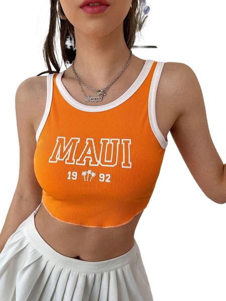 

letter graphic contrast binding tank v2z4#, White