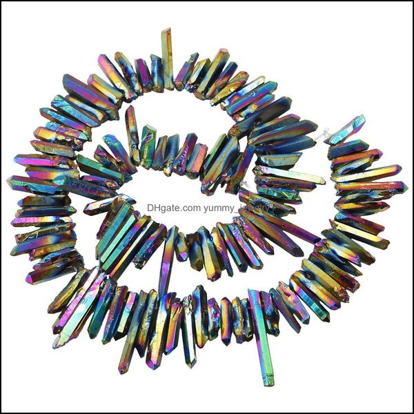 

crystal loose beads jewelry rough irregar aura stone point for making necklace bracelets earrings sticks shard rock bk crushed titanium coat